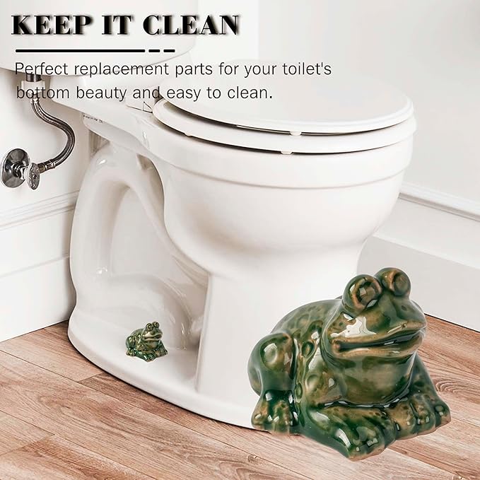 Toilet Bolt Caps, Toilet Screw Cover Caps Frog Ceramic Toilet Bolt Caps, Toilet Bowl Cover Bathroom Decor for Easy Installation(Green frog 4pcs)