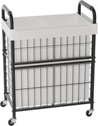 Laundry Hamper 2 Section, 110L Rolling Laundry Sorter Basket with Wheels, 2 Compartment Clothes Organizer Cart, Pull-Out Removable Bags for Laundry Room, Bathroom, Bedroom, White