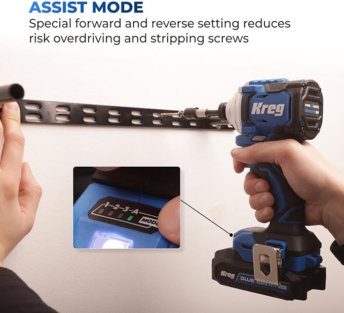 Kreg Ionic Drive Drill & Driver Combo Bundle - With Charger & Battery (2) - High Torque Professional Workshop Tool - LED Light - Two Speed & Variable Speed Trigger - Heavy Duty Tool - KPTBDRDV2550A