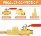 GASHER 3Pcs Brass Tee Fitting, 3/8" FNPT x 3/8" FNPTx 3/8" MNPT Pipe Fittings, Male Run Tee
