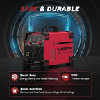 ARCCAPTAIN MIG Welder 200A, Upgraded 6 IN 1 Welding Machine 110V/220V Flux Core MIG/Gas MIG/Lift TIG/Stick Welding/Spool Gun MIG/Spot Multiprocess Welder with Synergy, Burn Back Adjustment, Inductance