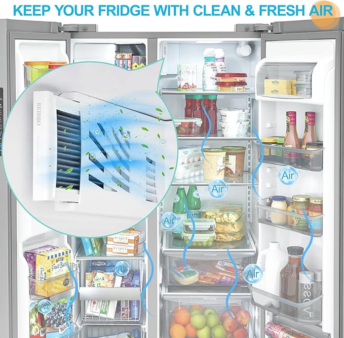 SEISSO Refrigerator Air Filter Replacement, Activated Carbon Filter Compatible with Frigidaire & Electrolux Pure Air Reduce Odors for EAFCBF, PAULTRA, RAF1150 242061001,242047801, 242047804, 12 Pack