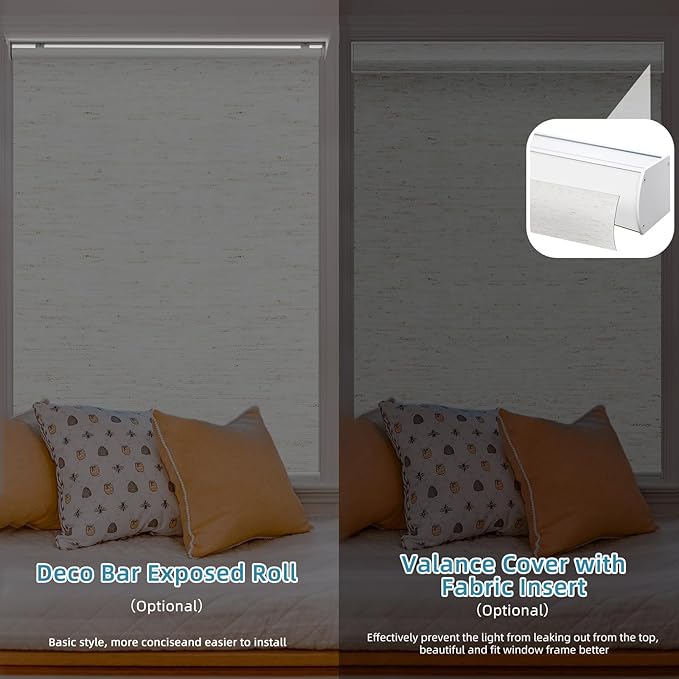 SmartWings Motorized Smart Blinds with Remote, Custom Automatic 100% Blackout Roller Shade Compatible with Alexa/Homekit/Google, Electric Smart Blinds for Indoor Windows, Linen White