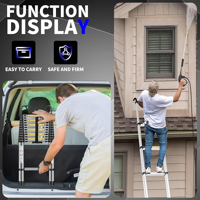 JADDUO Telescoping Ladder,24.6 FT Extension Ladder,Aluminum Lightweight Telescopic Ladder with 2 Triangle Stabilizers