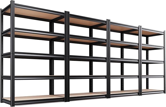 Set of 4 Garage Shelving-2050 lbs 5 Tier Storage Shelves,Adjustable Heavy Duty Metal Shelving Unit and Storage Large Rack,Utility Steel Shelf For Warehouse Industrial Pantry Basement 78"x46"x20"