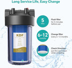 SimPure 10" x 4.5" Carbon and KDF Filters, Whole House KDF/GAC Heavy Metal Water Filter Cartridge Replacement for DB10C-2KDF, DB10P (6 Pack)