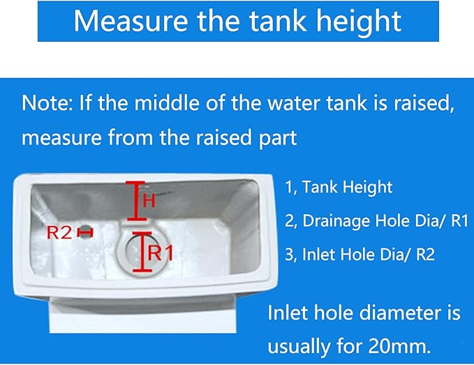 T Tulead Toilet Push Flush Valve Dual 185mm/7.28" Push Button Flush Valve, 2.5-Inch Diameter, for Toilet Tank Height: 7.48"-9.44" (Not for 3-Inch)