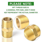 TAISHER 5PCS Brass Pipe Fitting Adapter, Hex Nipple, 1/2-Inch Male Pipe x 1/2-Inch Male Pipe