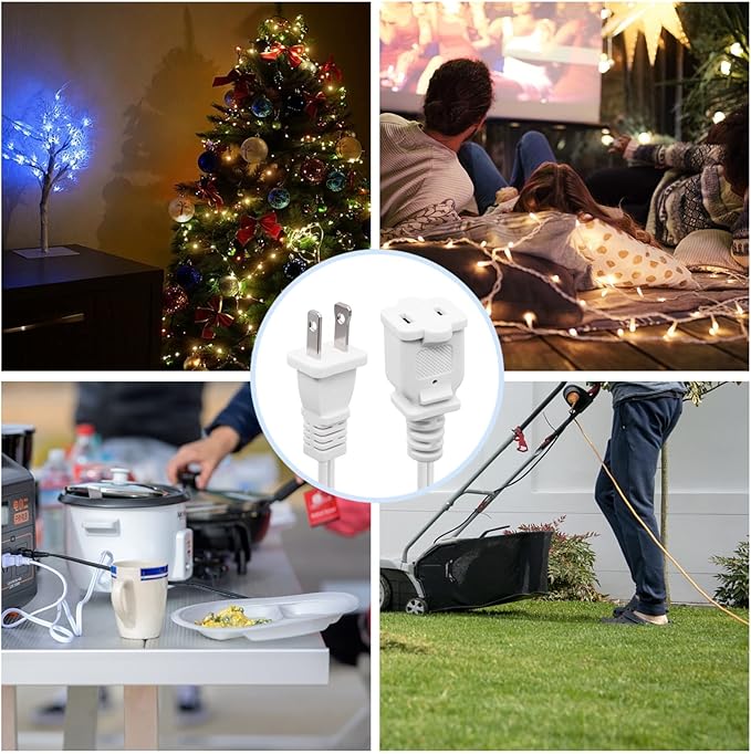 5Pack Extension Cord 10 FT, 2 Prong Power Cable for Indoor and Outdoor,US Male/Female Long Extension Cord for NEMA 1-15P to NEMA 1-15R