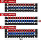 Mayouko 12PCS ABS Socket Organizer, Portable Socket Rail Holder for Toolbox, 1/4 Inch x 48 Clips, 3/8 Inch x 90, 1/2 Inch x 36