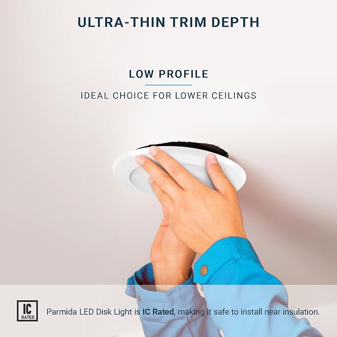 PARMIDA (24 Pack) 5/6 Inch Dimmable LED Disk Light Surface Flush Mount 15W, UL Listed, Recessed Retrofit Ceiling Lights, Energy Star, Installs into Junction Box Or Recessed Can, 1050lm - 5000K