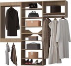 Modular Closet Organizer, 90" Wide Wardrobe Tower System with Towers and Hanging, Wall Mounted, Bedroom, Wood