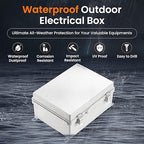 QILIPSU Waterproof Junction Box IP67 Outdoor Plastic Electrical Project Enclosure Weatherproof with Inner Door, Mounting Plate, Wall Brackets, Hinged Grey Cover 14.6"x10.6"x5.9" -D