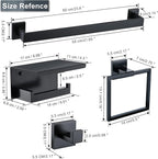 Bathroom Towel Bar Holder Sets Matte Black 4-Piece Bathroom Hardware Set Stainless Steel Bath Accessories Kit. Wall Mounted,23.6 Inch
