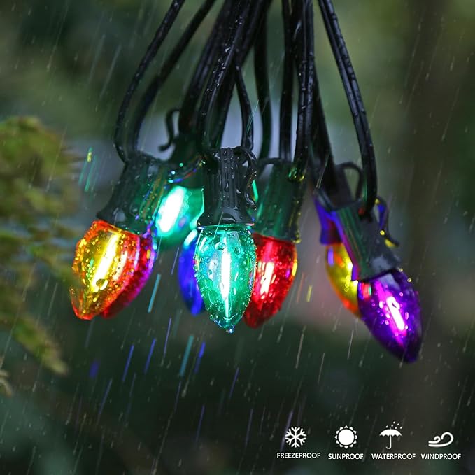 C7 Christmas Led Light Bulb, Multicolor Replacement Night Light Bulb, 0.6W Shatterproof Led Bulbs, E12 Standard Base, 50 Pack