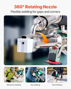 VEVOR Handheld Plastic Welding Extruder, 800W Hitachi Motor Extrusion Welding Gun - 0.79 in Weld Width & 360° Nozzle, Dual Heating System PP PE PVC HDPE Extrusion Welder for Membrane Pipe Plate