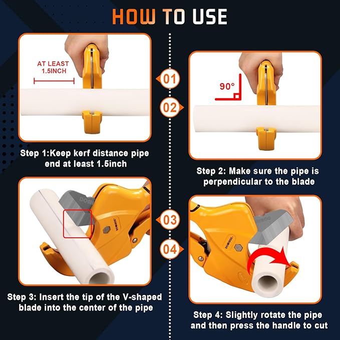 DOMINOX PVC Pipe Cutter, Cuts up to 2-1/2", Professional Cutting PEX, PVC, and PPR Pipe, Etc, Stainless Steel Blade and Aluminum Alloy Body, One-hand Rapid Cutting Tool for the Pipe