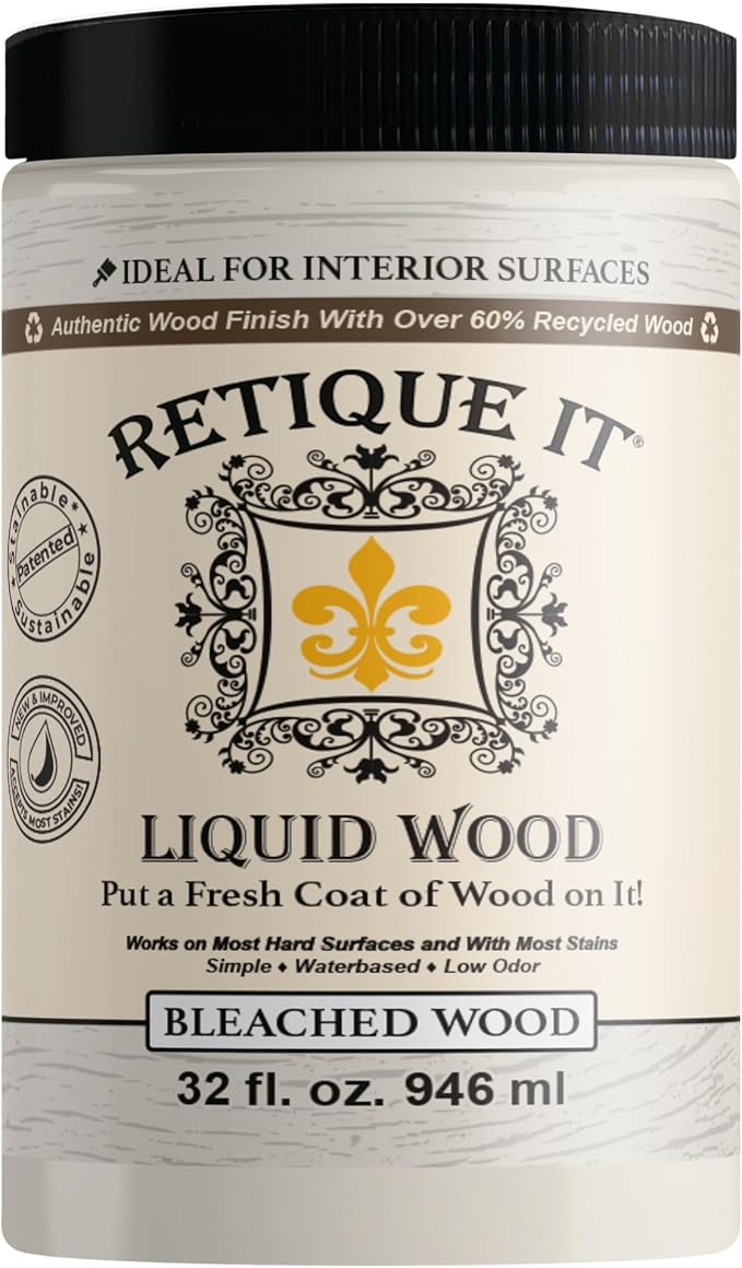 Retique It New and Improved Formula Liquid Wood Coatings - Stainable Primer - Paint It Then Stain it (Bleached Wood, Large)
