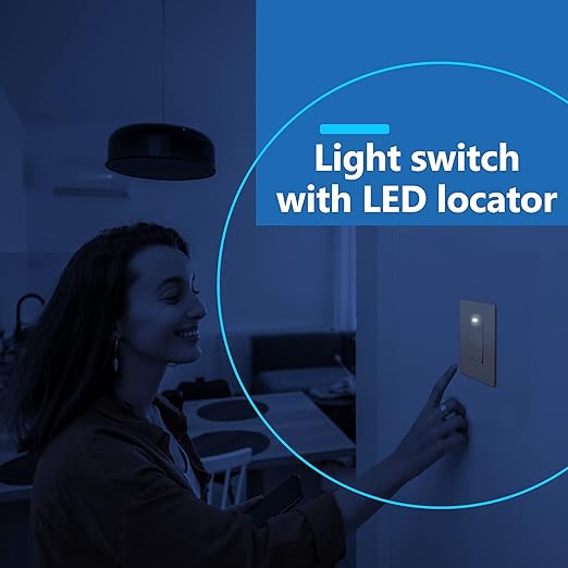 LIDER Minimalist Design Matte Finish Lighted Decorator Switch, Frameless Paddle Light Switch with Locator Light, Grounding Screw, 15A 125V, UL Listed, LS15-1P-GD5P, Gold, 5 Pack