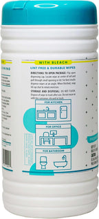 6 Pack Surface Cleaning Wipes with Bleach, All-Purpose Cleaner for Bathroom, Kitchen, Office, 450 Count Canister, Fresh Scent, 7.5" x 7" Sheet, Lint Free & Durable