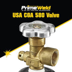 PrimeWeld 100% Argon Gas Welding Tank Full 40CF | DOT 3AA | USA CGA 580 Valve | Best Gas for TIG Welding Applications | Cylinders Full & Ready to Use