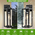 Dusk to Dawn Outdoor Wall Light Fixtures - 2 Packs Exterior Waterproof Outdoor Lighting, Modern Porch Sconces Wall Mounted Lighting, Industrial Anti-rust Matte Black Outside Lantern for Front Door