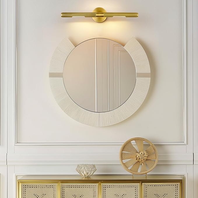 Gold Brass Hardwired Picture Light, 24" Knurled Dimmable Rotatable 360° Picture Lights for Wall, Vanity Light, Gallery Wall Light, Art Lighting, Picture Frame Light,Include Bulb