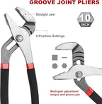 FASTPRO 6-Piece Large Pliers and Wrench Set, Includes 10" Groove Joint, 10" Slip Joint, 8" Linesman, 8" Long Nose, 6" Diagonal Pliers and 8" Adjustable Wrench