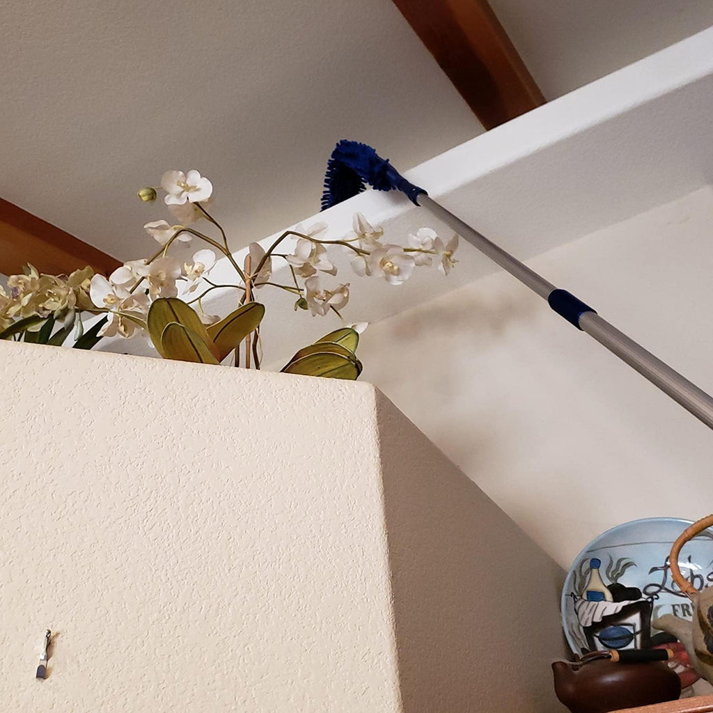 Spider Web Brush with Pole | Chenille Extension Duster, Aluminum Extension Rod | Extend 18-20 feet Cleaning High Ceilings, Cathedral Ceilings, Ceiling Fans