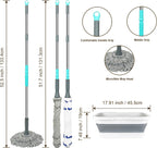 Self Wringing Mop with Bucket- Easy Squeeze Twist Mop with 52.5 Inch Long Handle, Heavy Duty for Hardwood, Tile, Vinyl & Laminate Floors (Gray+White)