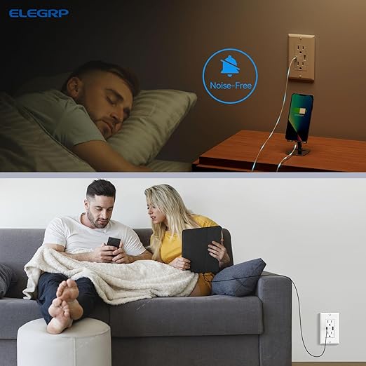 ELEGRP Wall Outlets 12 Pack, 15 Amp C Wall Outlets Receptacles, Outlets with A and C Ports, Tamper Resistant Receptacle, Wall Plate Included, UL Listed, White