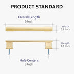 10 Pack 6 Inch Length|5 Inch(128mm) Hole Center Brushed Gold Kitchen Cabinet Handles, Cabinet Pulls Kitchen Cabinet Hardware, Cupboard Pulls, Drawer Handles