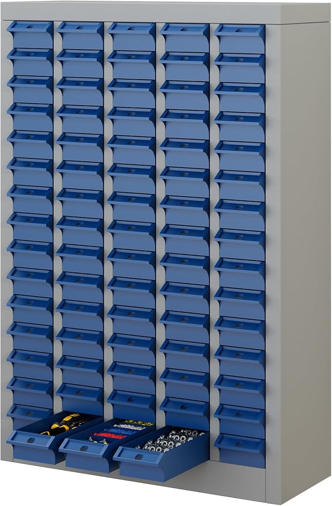 75-Drawer Parts Storage Cabinet, Multi-Purpose Organizer for Screws, Bolts, Nails, Craft Supplies, Legos, Tools, Compact Plastic Drawer Unit,Hardware Organizer for Garage, Workshop, Classroom