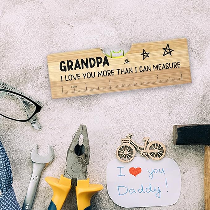 Gifts for Grandpa from Grandkids, Best Christmas Gifts for Grandfather, Funny Birthday Fathers Day Valentines Gift for Father Dad Papa Wooden Spirit Level A7