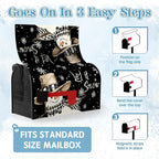 Winter Snowman Mailbox Cover Magnetic Standard Size 21 x 18 Christmas Holiday Snowflakes Post Letter Box Wraps Decor for Outside Black and White Garden Yard Outdoor Decorations