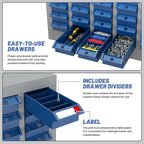 75-Drawer Parts Storage Cabinet, Multi-Purpose Organizer for Screws, Bolts, Nails, Craft Supplies, Legos, Tools, Compact Plastic Drawer Unit,Hardware Organizer for Garage, Workshop, Classroom