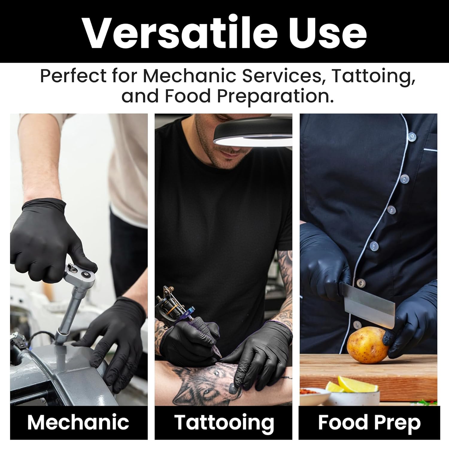 SAFEWAY USA Vinyl Disposable Gloves — Non-Latex and Powder Free, Heavy-Duty Protective and Multi-Purpose Gloves for Cleaning, Food Prep, Tattooing, Lab Works, Mechanics and More — (2000 pcs, Large)