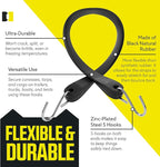 Pack of 50 Tarp Straps, 31" Long Natural Rubber Bungee Cord Tie-Downs Ideal for Securing Tarps, Canvases, Cargo in Cold Climates. Trailer Tie-Downs w/ Metal S-Hooks, by DC Cargo Mall.