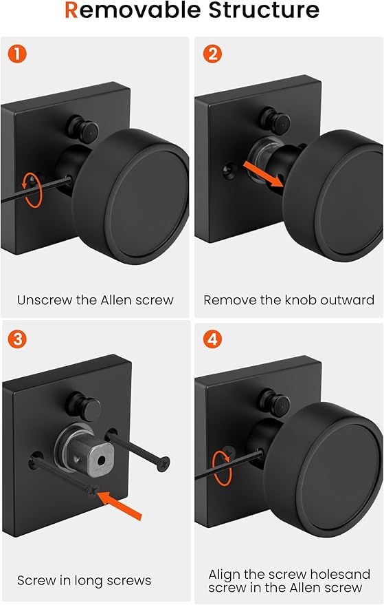 Haidms Black Door Knob with Deadbolt, Zinc-Alloy Matte Black Exterior Door Knobs, Heavy Duty Front Door Knob and Deadbolt Set(1 Pack)