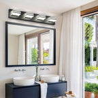 Black Bathroom Light Fixtures 24W Wall Light for Mirror 27 Inch Vanity Lighting Fixtures over Sink 4 Light LED Vanity Lamp Modern over Mirror Light Fixture Acrylic LED Light Bar for Bathroom Restroom