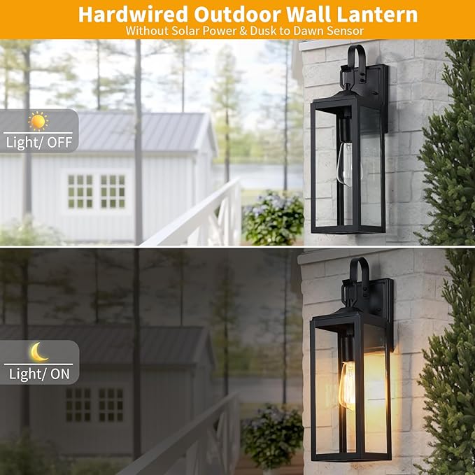 18'' Large Outdoor Wall Lights, Modern Black Exterior Lighting Fixtures, Waterproof Outdoor Sconces Porch Light for House Wall Mount, Farmhouse Wall Lanterns for Front Door, Garage,1 Pack