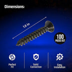 Bolt Dropper #8 x 1-1/2-Inch Wood Screws, Pack of 100 - Black Xylan Coated Stainless Steel Flat Head Phillips Screws - Corrosion Resistant for Wood, Drywall Applications, and Outdoor Projects