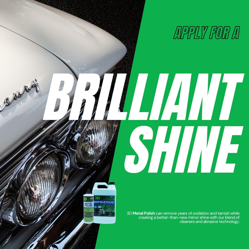 3D Metal Polish – Heavy Duty Car Metal Polish for Aluminum, Chrome, Brass, Copper, Silver – Removes Oxidation, Tarnish & Stains – 16oz – Made in USA