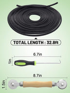 Screen Repair Kit - 3 in 1 Screen Tools Including Screen Roller Screen Spline (32 ft) Removal Hook and Instruction for Replacing & Installing Door Window Screens