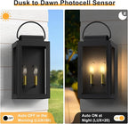 𝟏𝟗𝐈𝐍 Wall Lights Exterior Lighting Fixtures, Dusk to Dawn Outdoor Lighting for House, Large Black Light Outdoor Lanterns for Patio Waterproof, Outside Lights for House Front Porch Decor