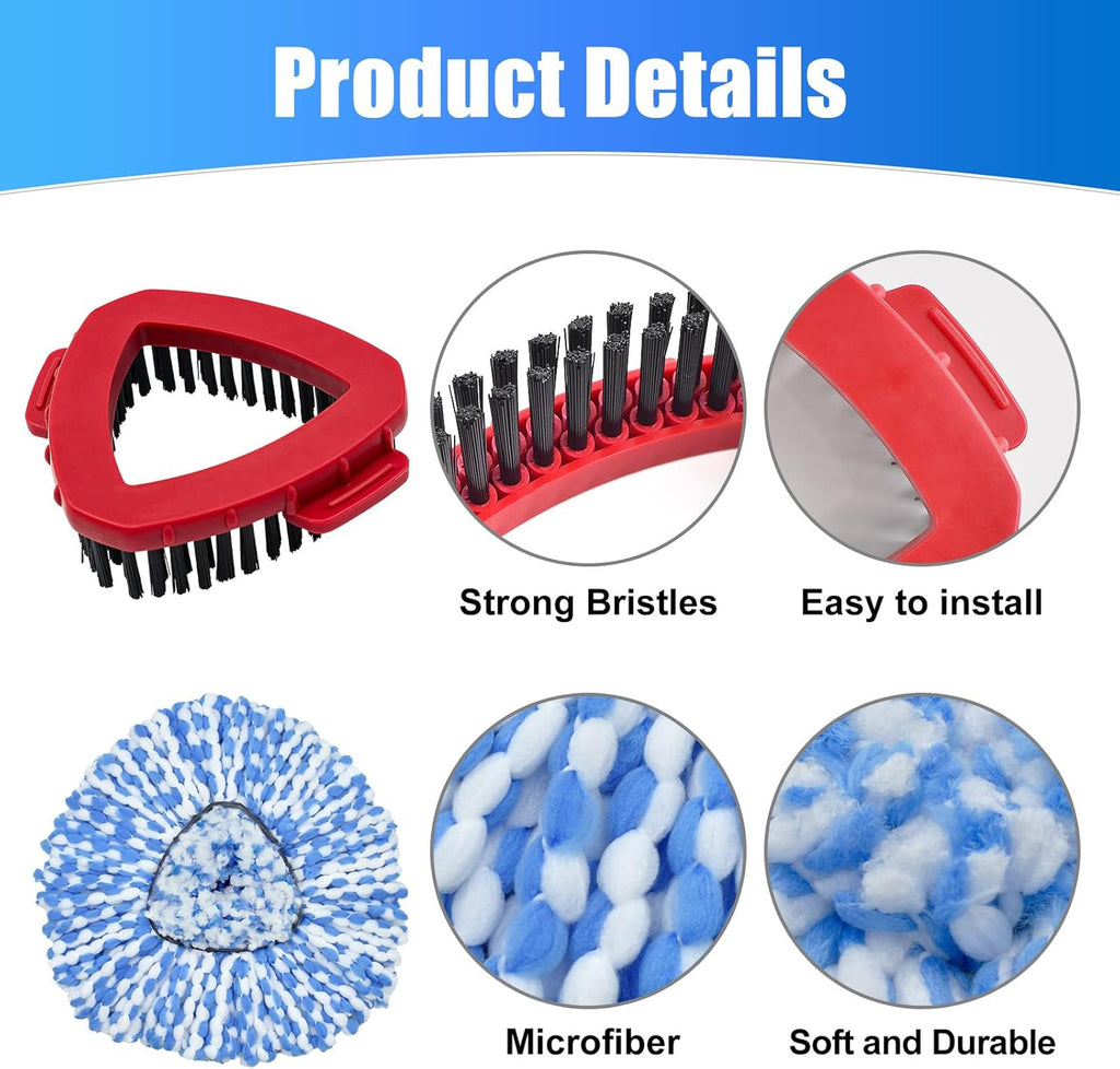 Mop Replace Head for O Cedar 2 Tank System, Mop Heads Replacements for Ocedar Rinse Clean Mop, Mop Heads Include 2 Pack Spin Mop Refills and 2 Pack Scrubber Mop Head for O-Cedar 2 Tank Spin Mop