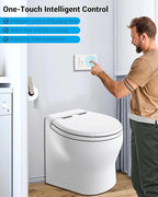 36387 Wall Switch Compatible with Tecma RV Toilet Parts, with 11.8ft Connection Lines and White & Black Frame, Compatible with Small Spaces Such as RVs, Yachts, Campers