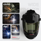 YESWELDER Auto Darkening Welding Helmet with SIDE VIEW, 180° Panoramic View, 1/1/1/1 True Color Solar Powered Welder Hood, Wide Shade 3/5-9/9-13 Welder Mask for TIG MIG ARC CUT and GRIND, LYG-Q800D