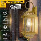 2-Pack Gold 18" Dusk to Dawn Outdoor Wall Lights, Large Golden Outside Modern Wall Light Fixtures, ETL Listed Outdoor Wall Sconces for Outside House Porch Patio