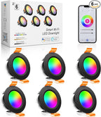 inShareplus 2 Inch Smart Recessed Lighting, 6 Pack WiFi Black LED Downlight 5W 120V, Dimmable RGBCW 2700-6500K Color Changing, Compatible with Alexa/Google, Ceiling Lights with LED Driver